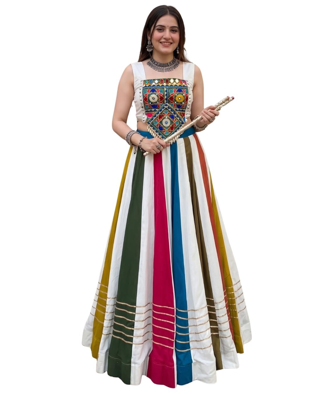TWAMEKA ENTERPRISE Women's Dola Silk Lehenga Choli Printed Lehenga with Foil Work Traditional Ethnic Wear with Unstitched Blouse Piece for Wedding & Festive Occasions (GAMTHI)