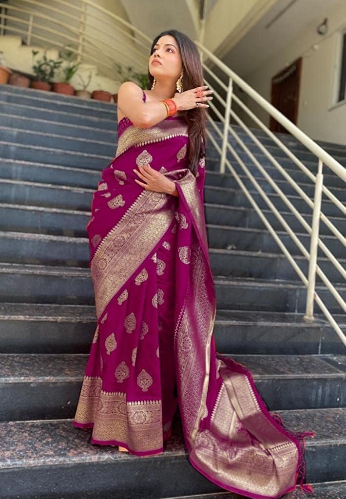 Women's Banarasi Saree Pure Kanjivaram Silk Saree for Women (Pari122-51) (Wine) - Image 5