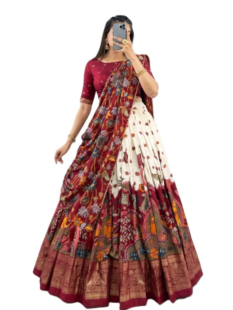 Elegant Tusser Silk Lehenga Choli for Women | Lehenga with Dupatta | Unstiched blouse Festive & Ethnic Set