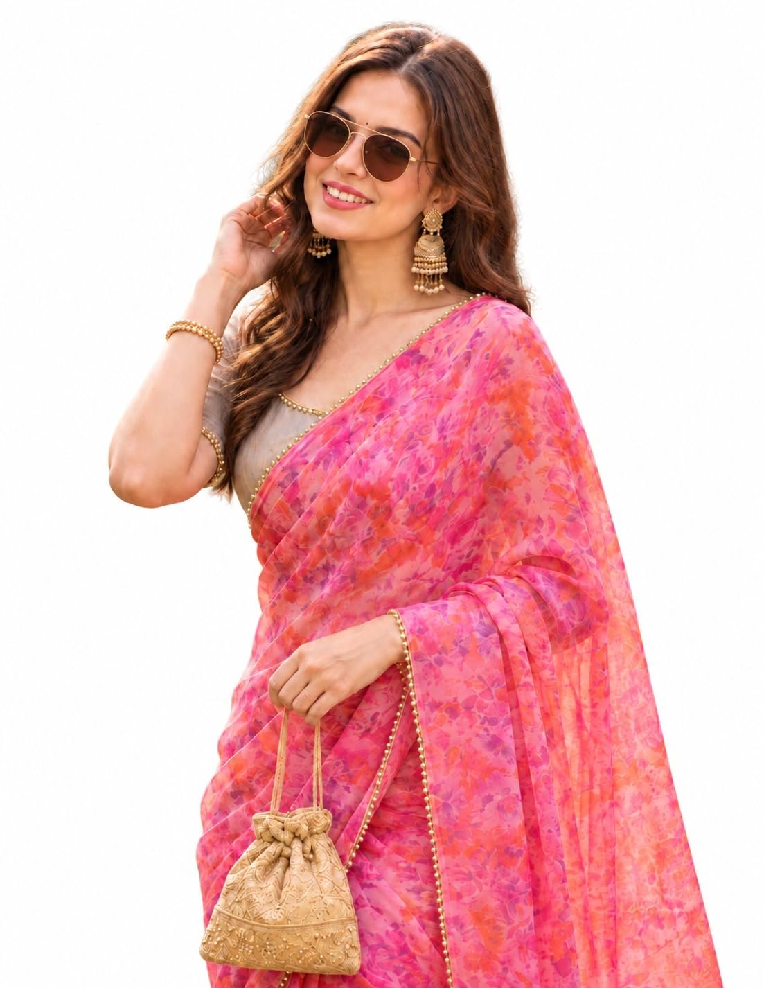 Womens Pure Georgette Designer Saree