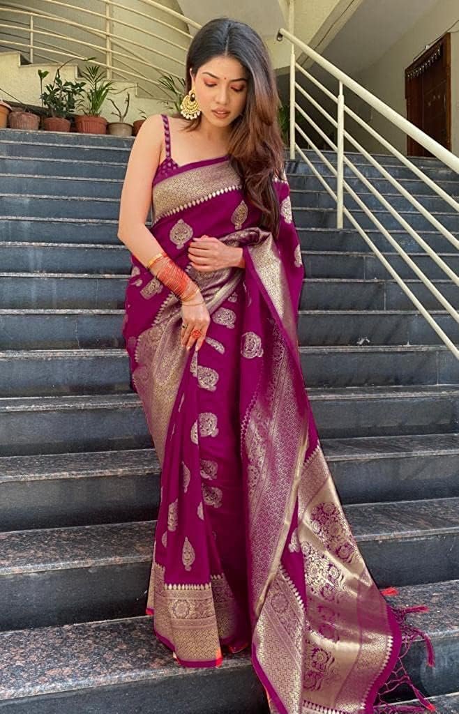 Women's Banarasi Saree Pure Kanjivaram Silk Saree for Women (Pari122-51) (Wine) - Image 6