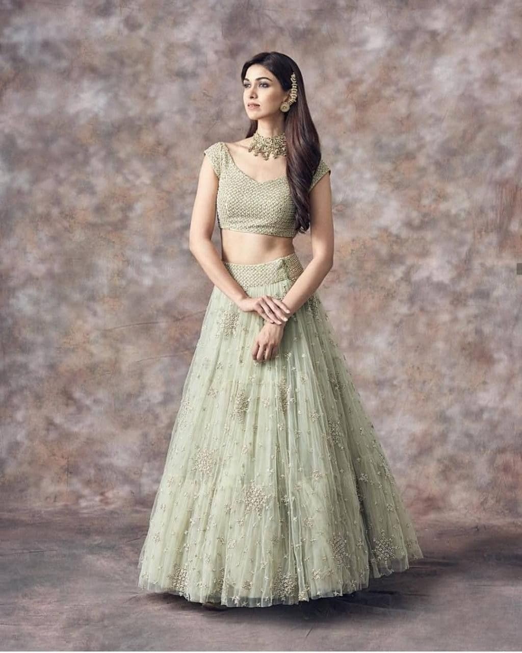 Pista Green Soft Net Embroidery Work Semi Sttiched Lehenga Choli Set For Women - Image 5