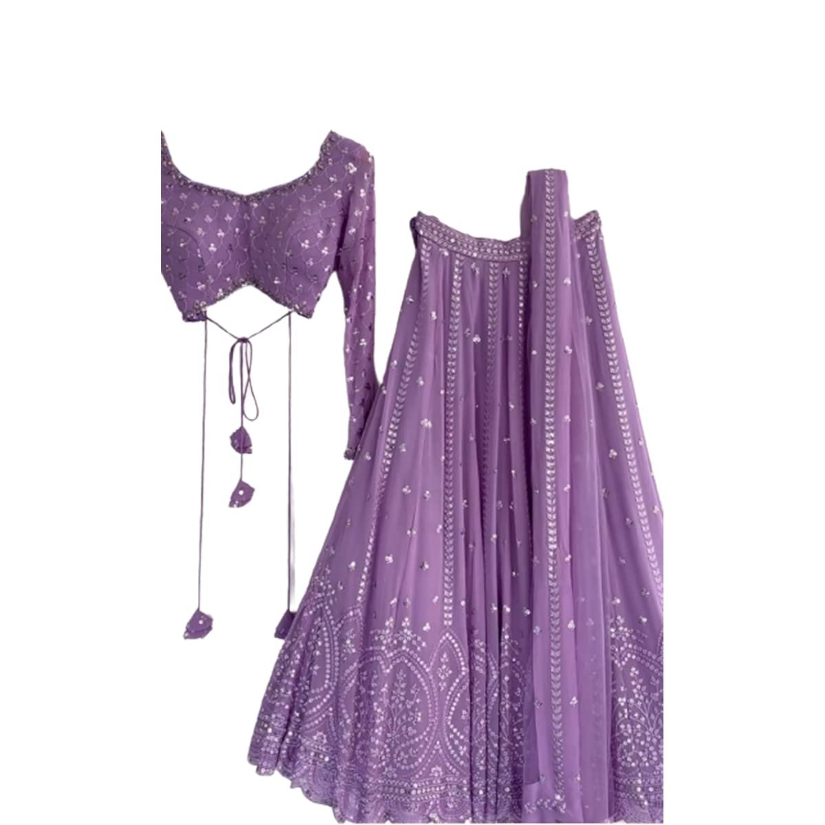 Women's Georgette Semi Stitched Lehenga Choli In Purple Colour Chaniyacholisf21896