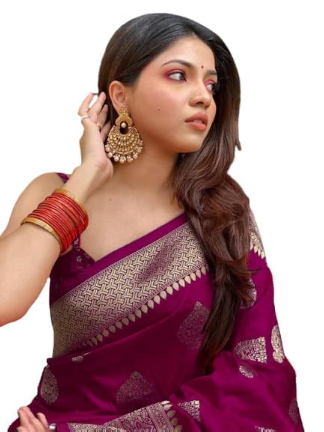 Women's Banarasi Saree Pure Kanjivaram Silk Saree for Women (Pari122-51) (Wine)