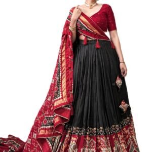 Women’s Stylish Tussar Silk Lehenga Choli with Printed Dupatta | Semi-Stitched Free Size Traditional Dress for Party