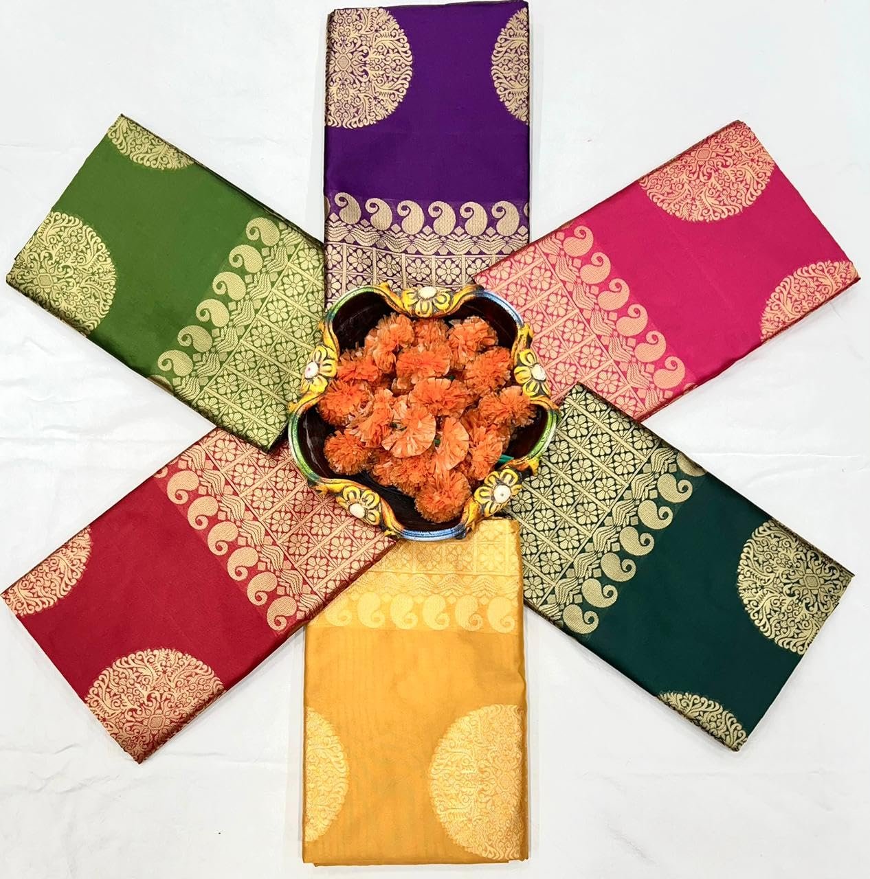 Women's Banarasi Saree Pure Kanjivaram Silk Saree Soft Design Wear Pattu Sarees Latest Cotton With Blouse Piece For Wedding Sadi Ladies 2026 Party Sari Fancy Fashion (KeriGola Green) - Image 5