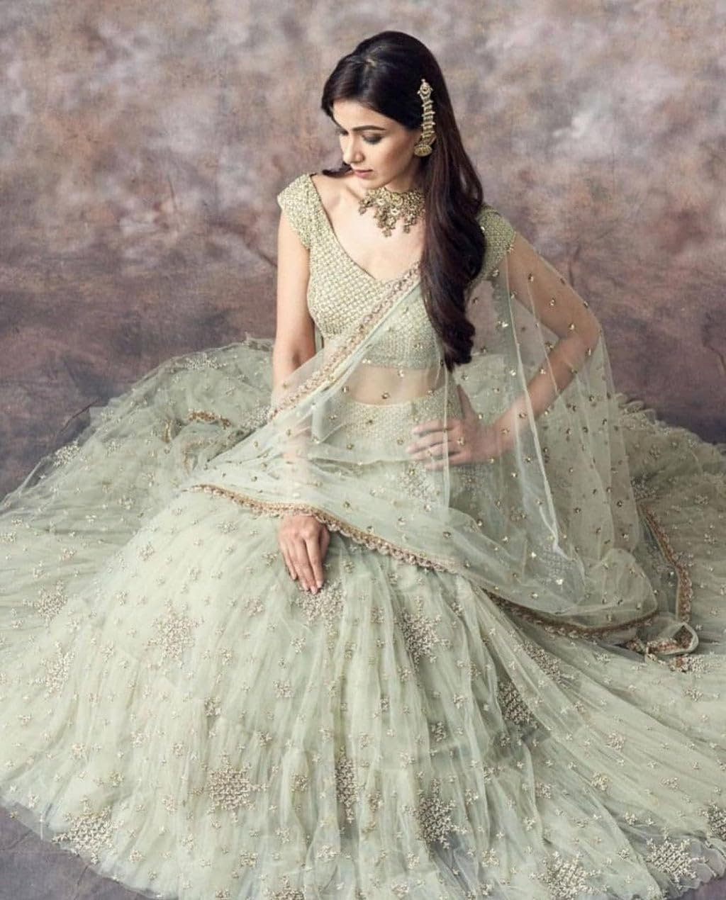Pista Green Soft Net Embroidery Work Semi Sttiched Lehenga Choli Set For Women - Image 2