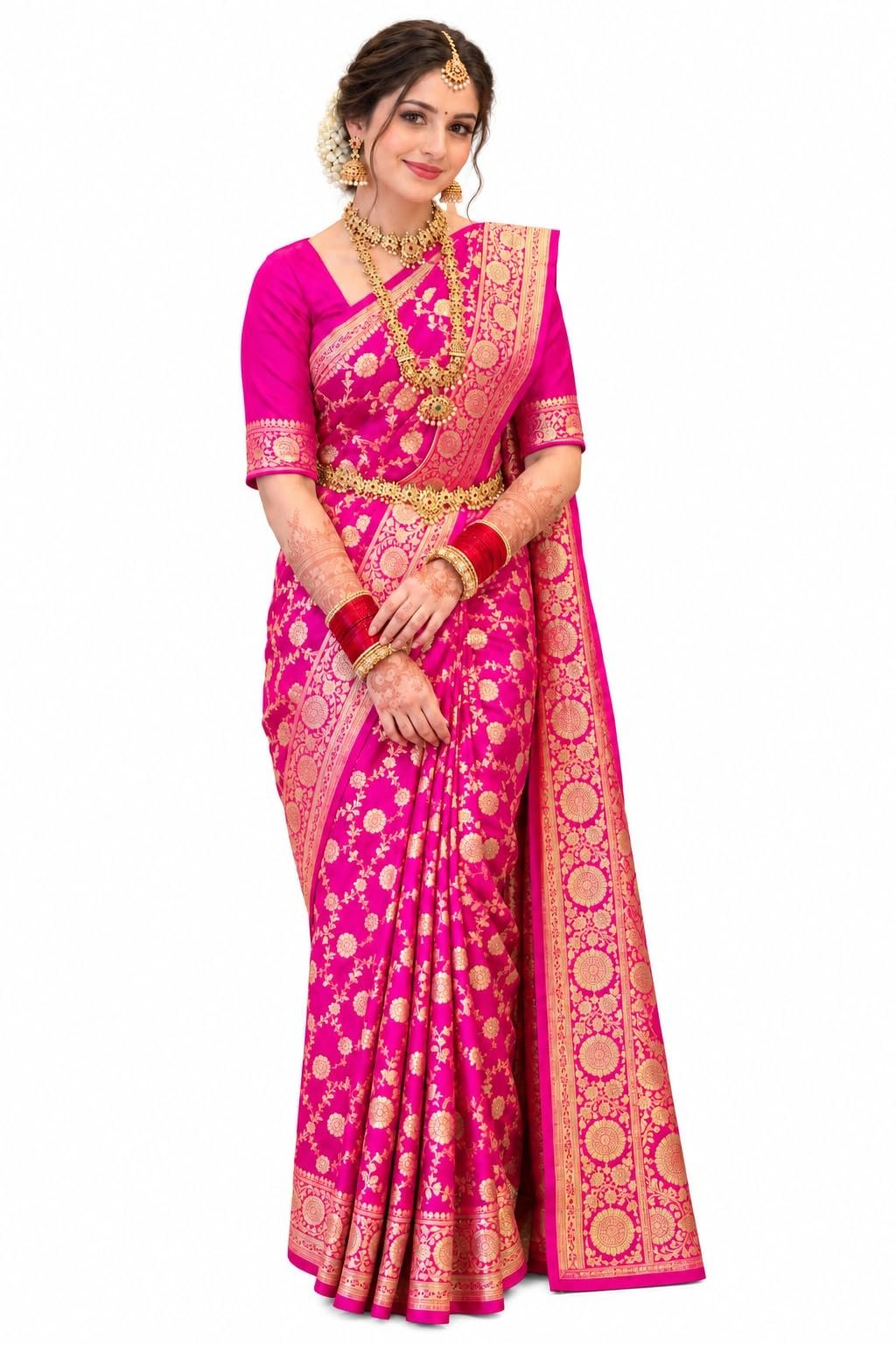 Womens Heavy Zari Banarasi Kanjivaram Saree with Unstitched Blouse Piece