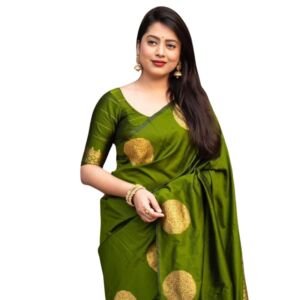 Women's Banarasi Saree Pure Kanjivaram Silk Saree Soft Design Wear Pattu Sarees Latest Cotton With Blouse Piece For Wedding Sadi Ladies 2026 Party Sari Fancy Fashion (KeriGola Green)