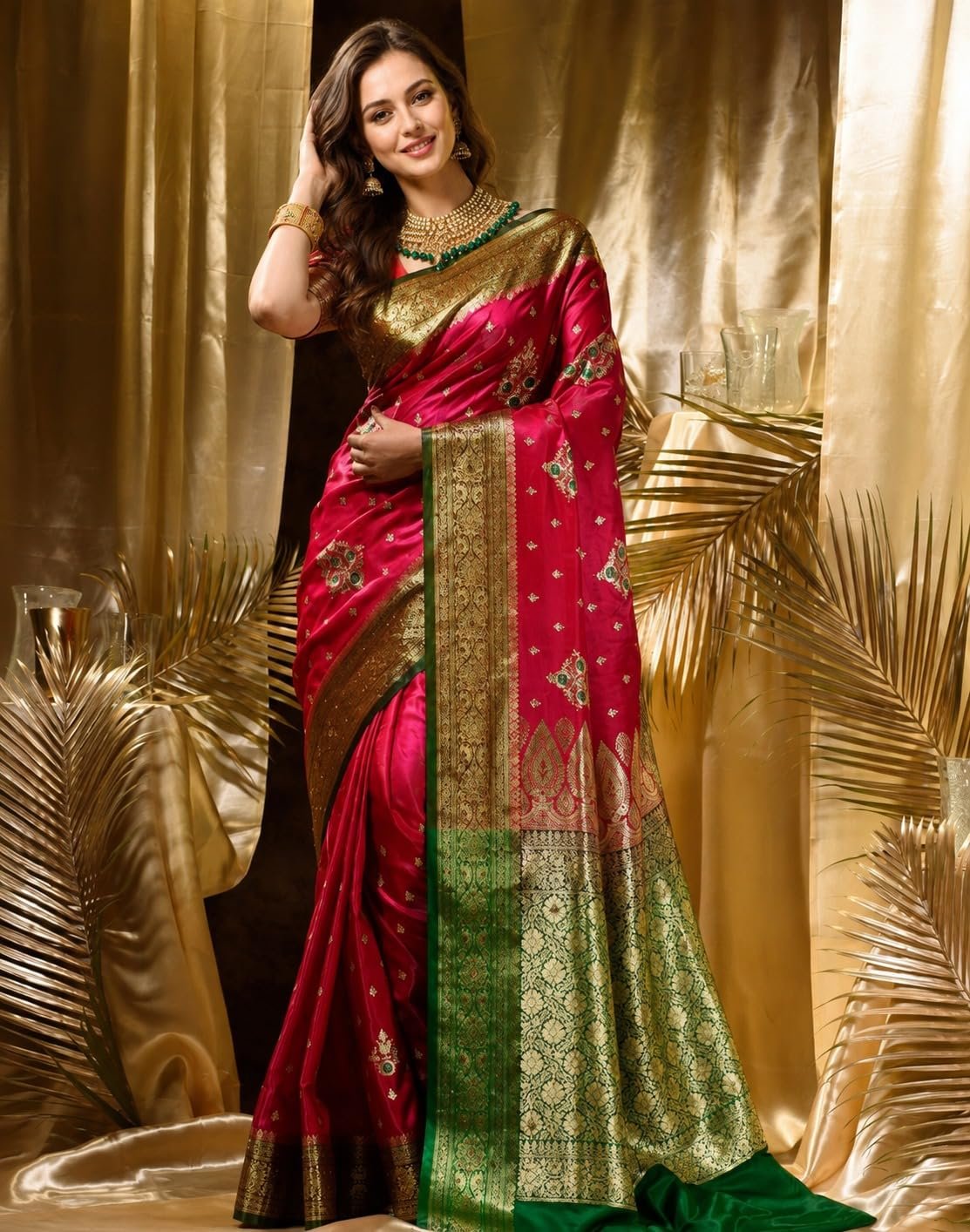 Womens Banarasi Kanjivaram Silk Saree - Image 2