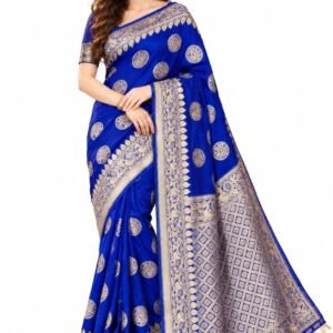 Womens Premium Kanjivaram Banarasi Soft Silk Saree with Woven Zari Butti and Heavy Traditional Border | Exclusive Designer Festive, Wedding, Bridal Reception & Party with Blouse Material