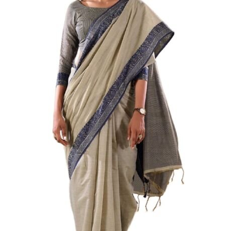 Women's Cotton silk saree for Patola festival Wedding silk with blouse piece (GREY)