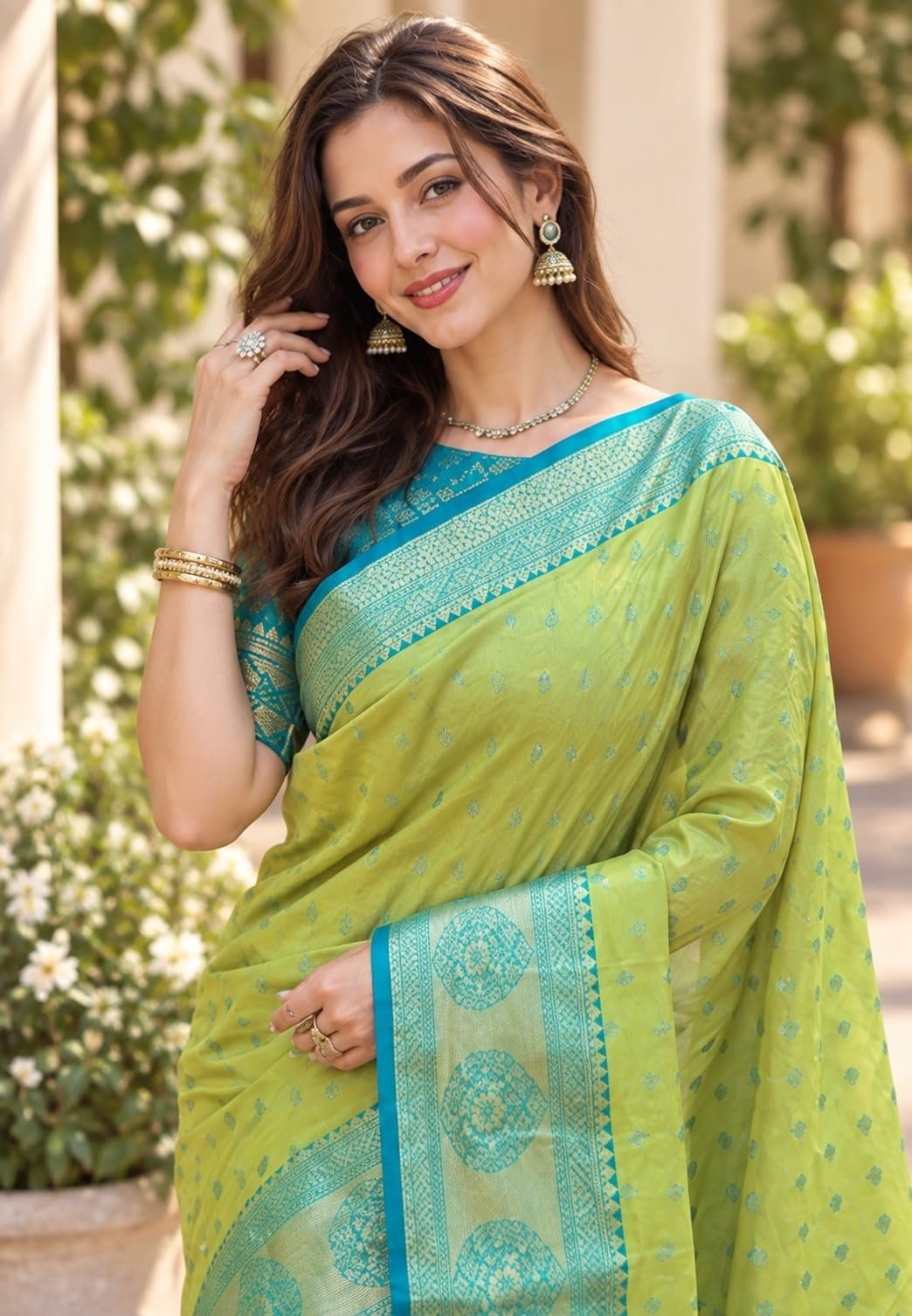 Womens Festive Special Banarasi Silk Saree with Blouse Piece | Shubho Pujo | Navaratri | Wedding - Image 2