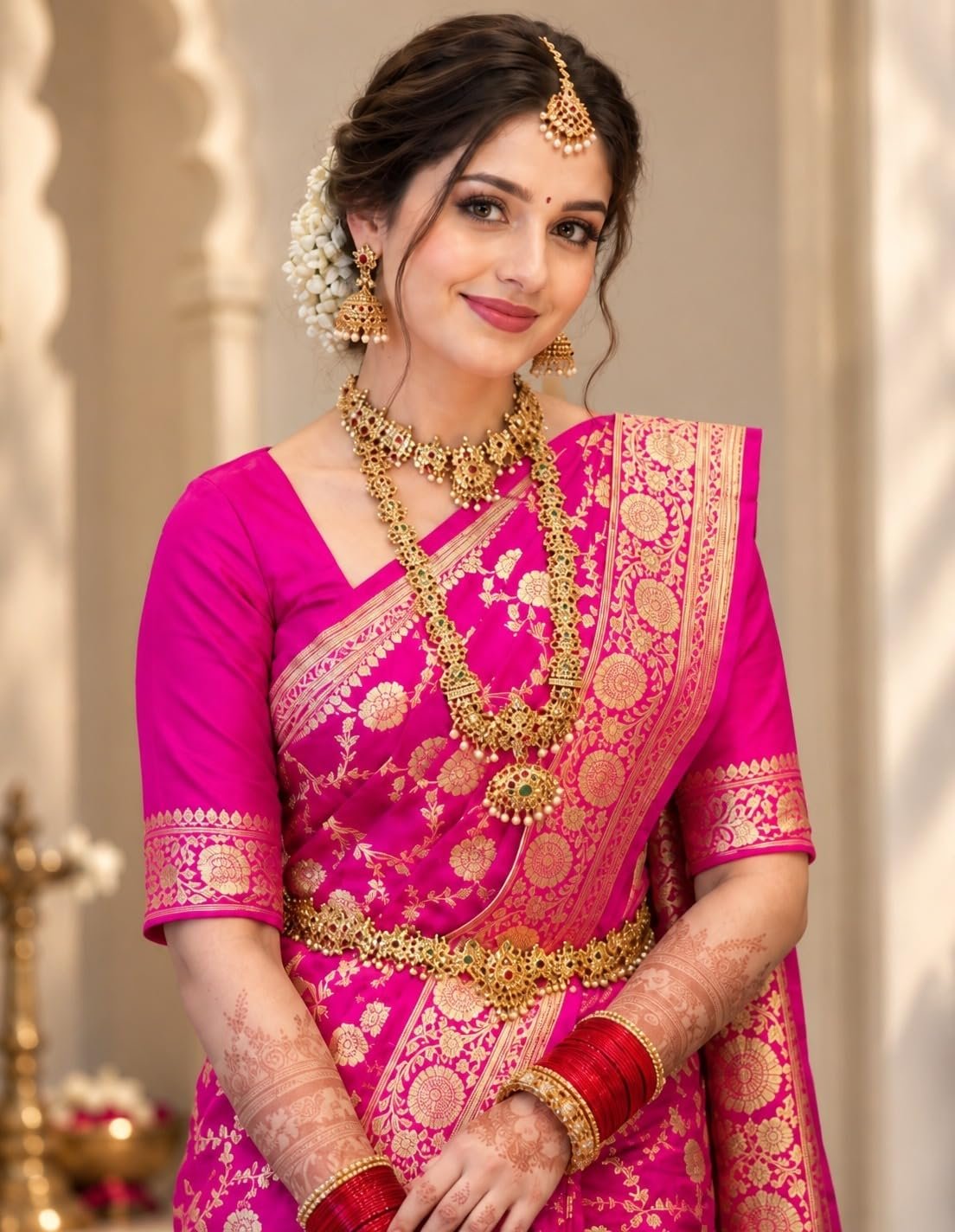 Womens Heavy Zari Banarasi Kanjivaram Saree with Unstitched Blouse Piece - Image 2