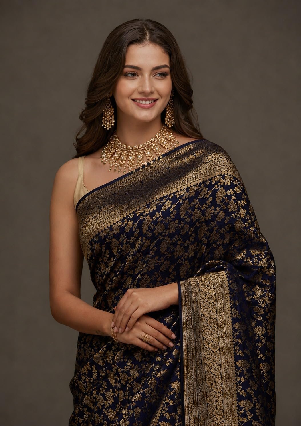 Womens Trendy Banarasi Kanjivaram Silk Saree with Blouse Material - Image 6