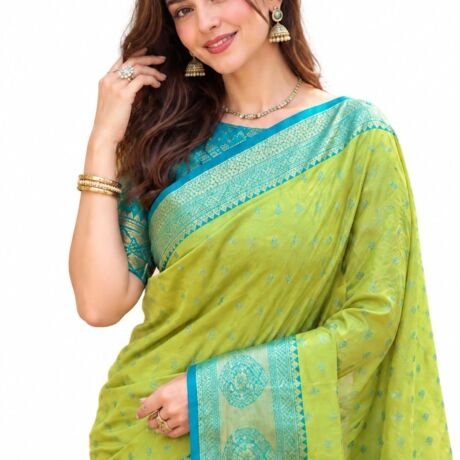 Womens Festive Special Banarasi Silk Saree with Blouse Piece | Shubho Pujo | Navaratri | Wedding