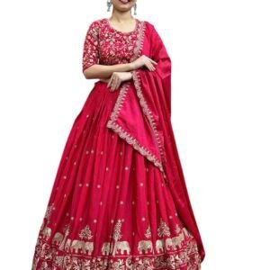 Women's Embroidery Designer Lehenga Choli Set, Semi-Stitched, Heavy Embroidery Work, with Dupatta, Free Size, Bridal Wedding (RANI)