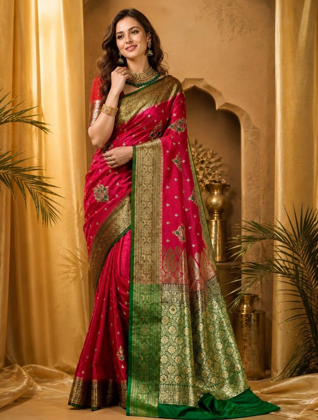 Womens Banarasi Kanjivaram Silk Saree - Image 4