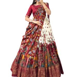 Elegant Tusser Silk Lehenga Choli for Women with Dupatta | Festive & Ethnic Set | Off White Color