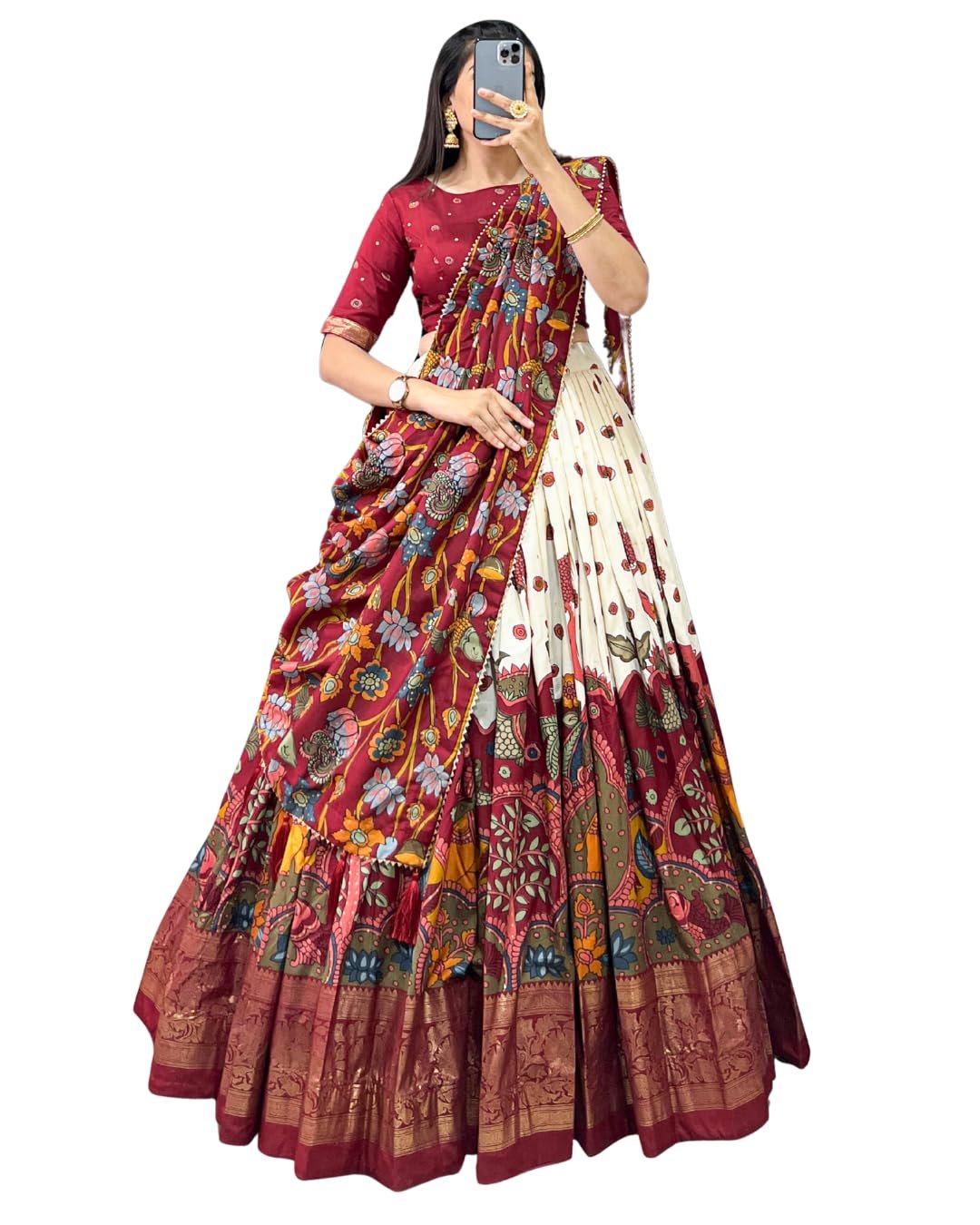 Elegant Tusser Silk Lehenga Choli for Women with Dupatta | Festive & Ethnic Set | Off White Color