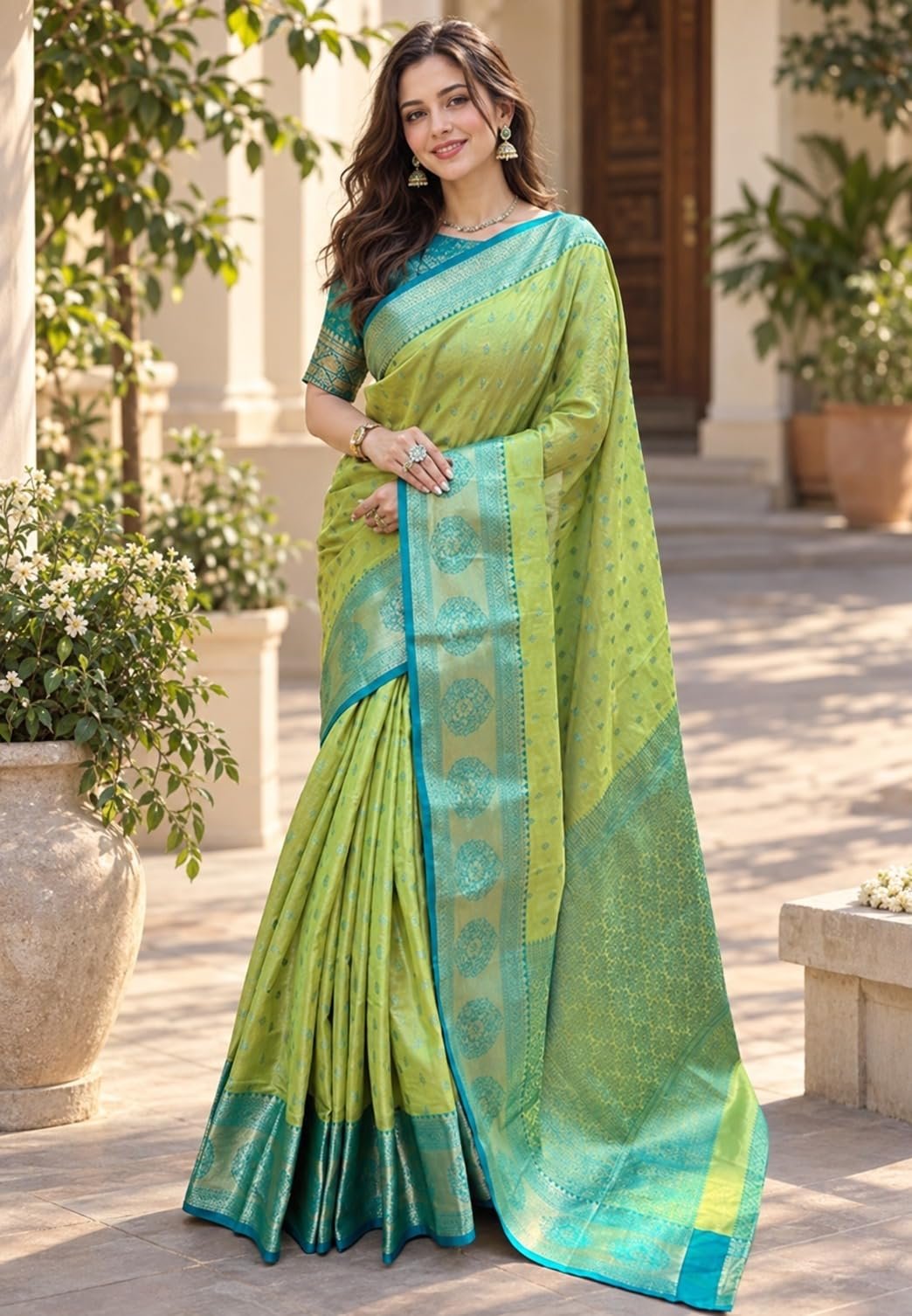 Womens Festive Special Banarasi Silk Saree with Blouse Piece | Shubho Pujo | Navaratri | Wedding - Image 5