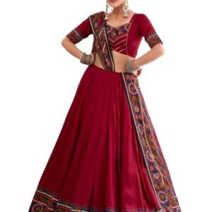Women’s Rayon Lehenga Choli Set | Traditional Ethnic Wear for Women | Designer Festive Lehenga Choli with Dupatta | Navratri Wear (MAROON)