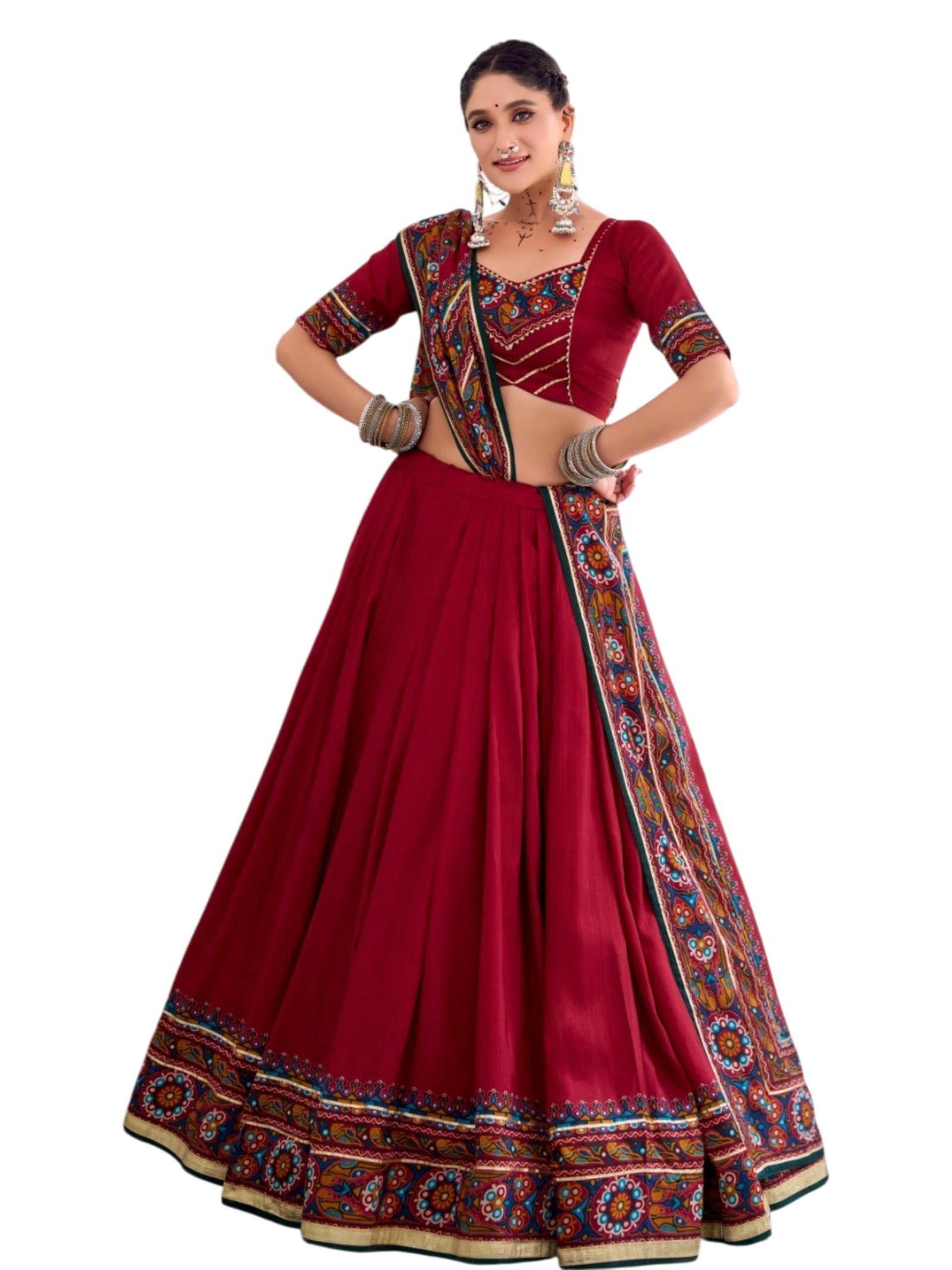 Women’s Rayon Lehenga Choli Set | Traditional Ethnic Wear for Women | Designer Festive Lehenga Choli with Dupatta | Navratri Wear (MAROON)