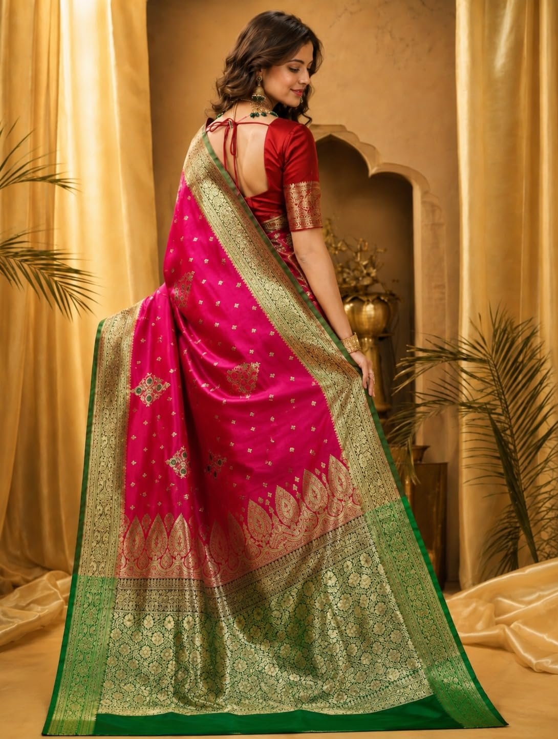 Womens Banarasi Kanjivaram Silk Saree - Image 5