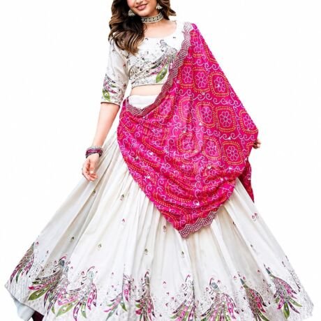 Women's Vichitra Fabric Semi-Stitched Lehenga Choli