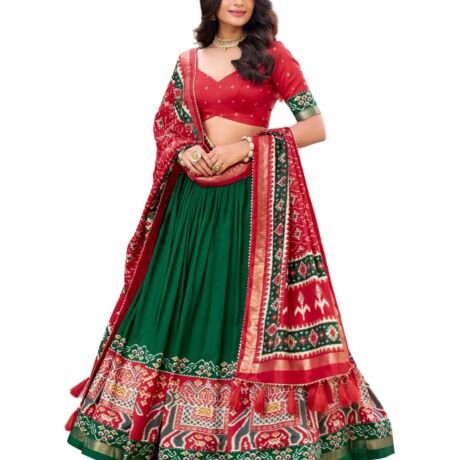Elegant Tusser Silk Lehenga Choli for Women | Lehenga with Dupatta | Festive & Ethnic Set (CHAMELI GREEN)