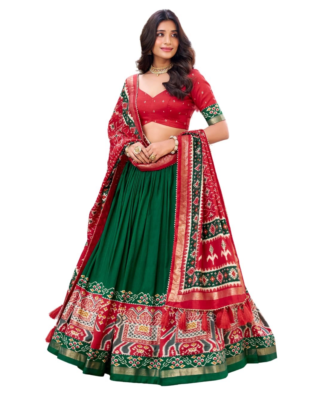 Elegant Tusser Silk Lehenga Choli for Women | Lehenga with Dupatta | Festive & Ethnic Set (CHAMELI GREEN)