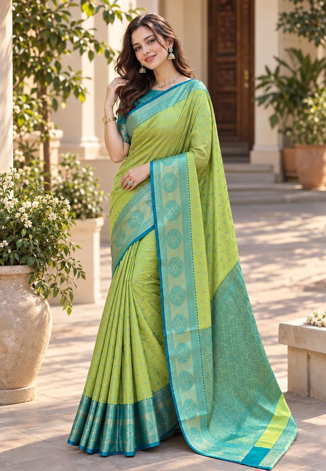Womens Festive Special Banarasi Silk Saree with Blouse Piece | Shubho Pujo | Navaratri | Wedding - Image 6
