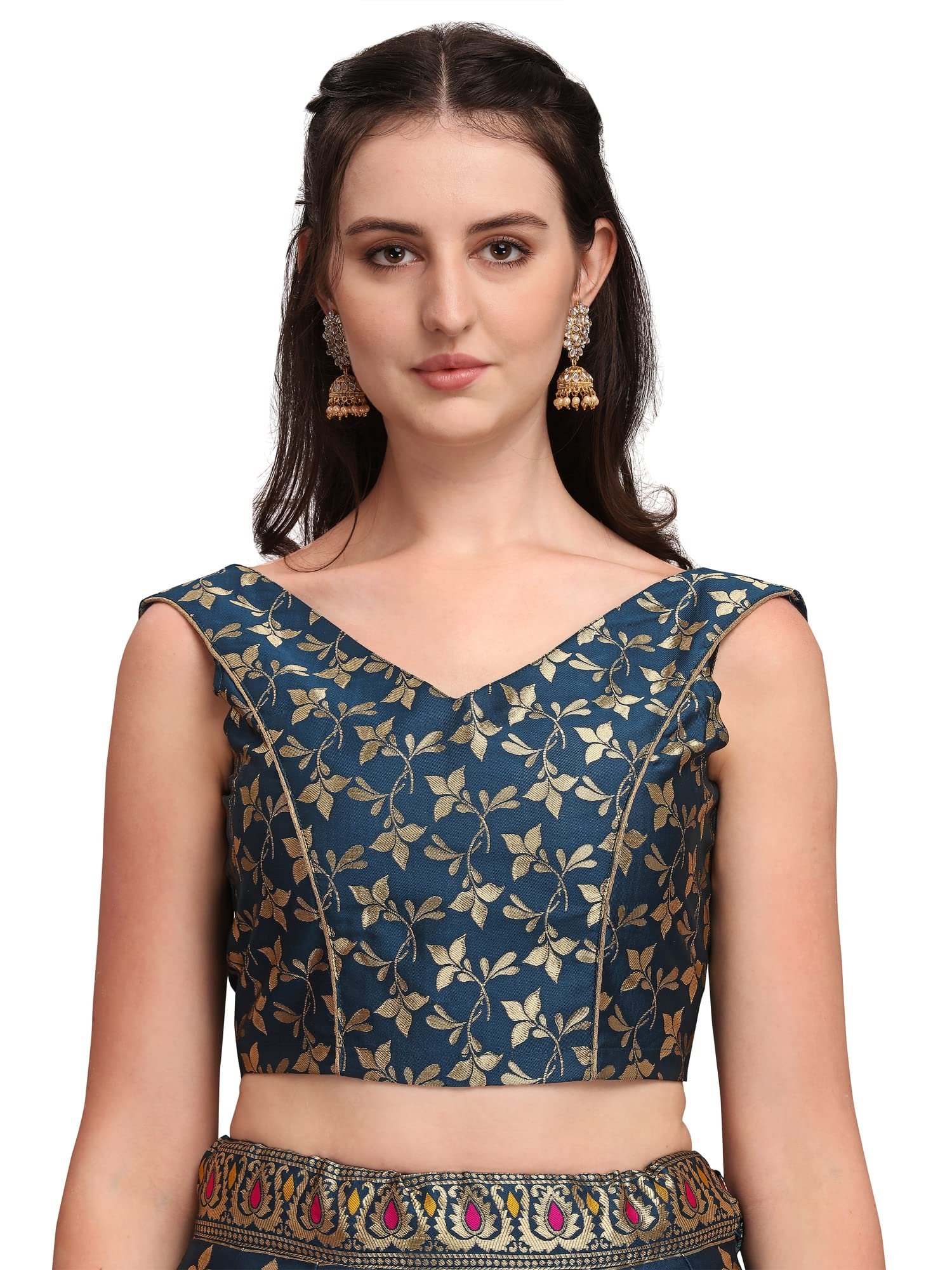 Women's Jacquard Semi-Stitched Lehenga choli (Amayra-Rama_Rama_Free Size) - Image 5