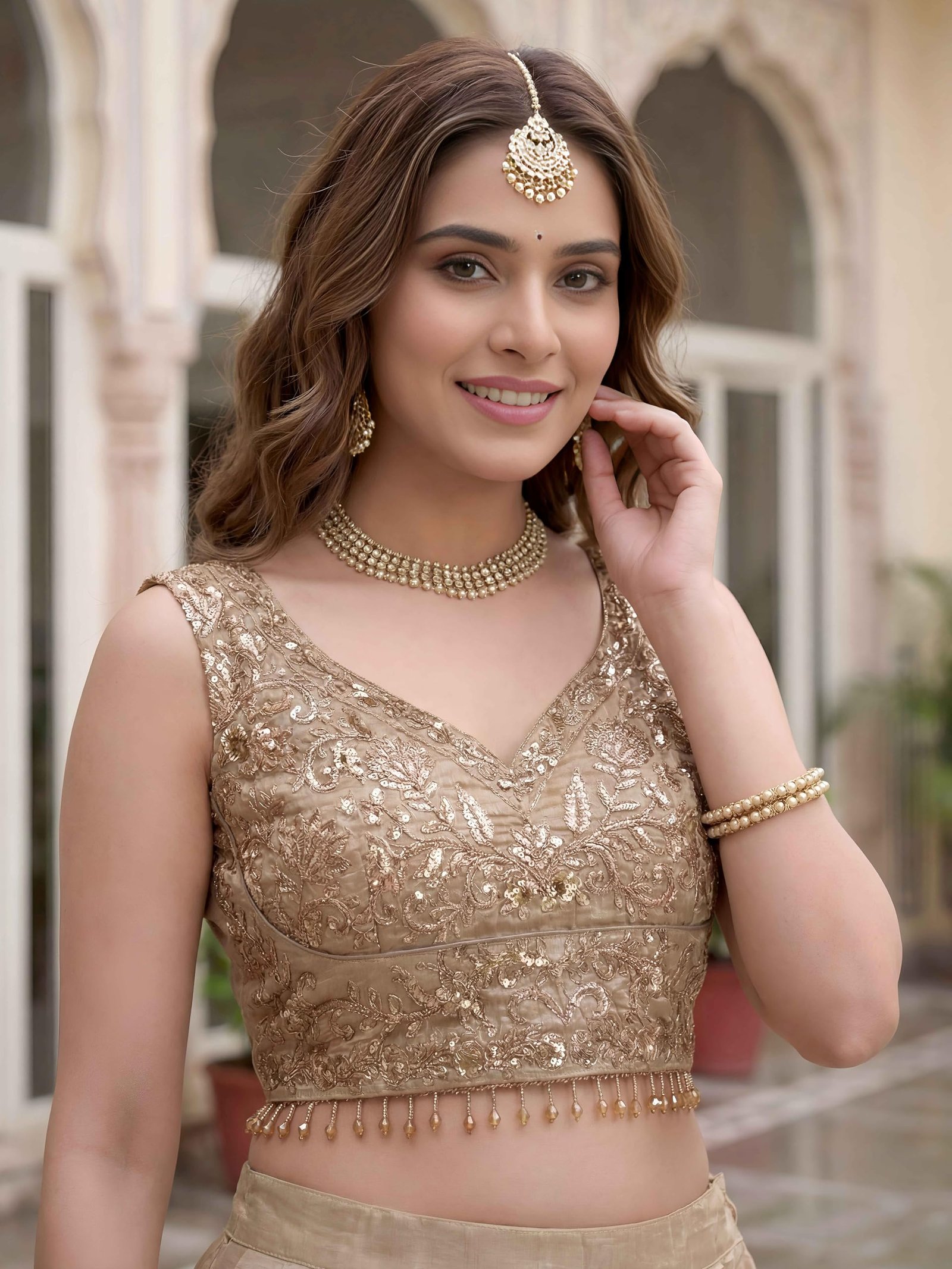 Women's Zari Sequins Embroidered Work Crush Silk Lehenga Choli With Dupatta (5136-Golden-Women-Lehenga-Choli-Latest; Free size) - Image 5