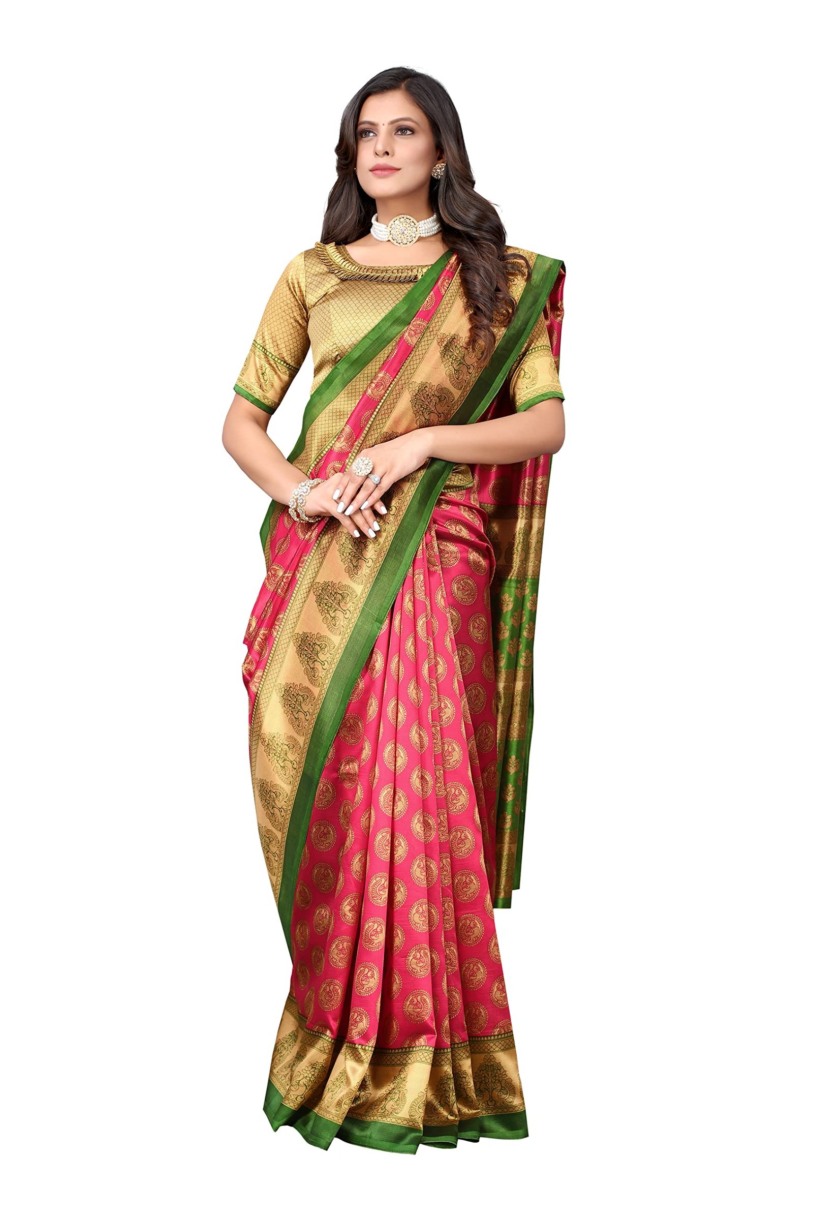 Women's Jacquard Art Silk Standard Length Saree (Alifa Pink_R - Image 4
