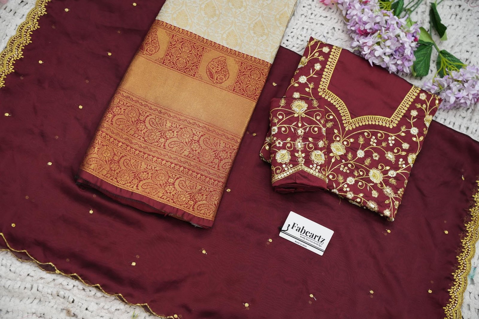 Beautiful South Indian Style Unstitch Lehenga Choli for Women | PL235 (Cream) - Image 6