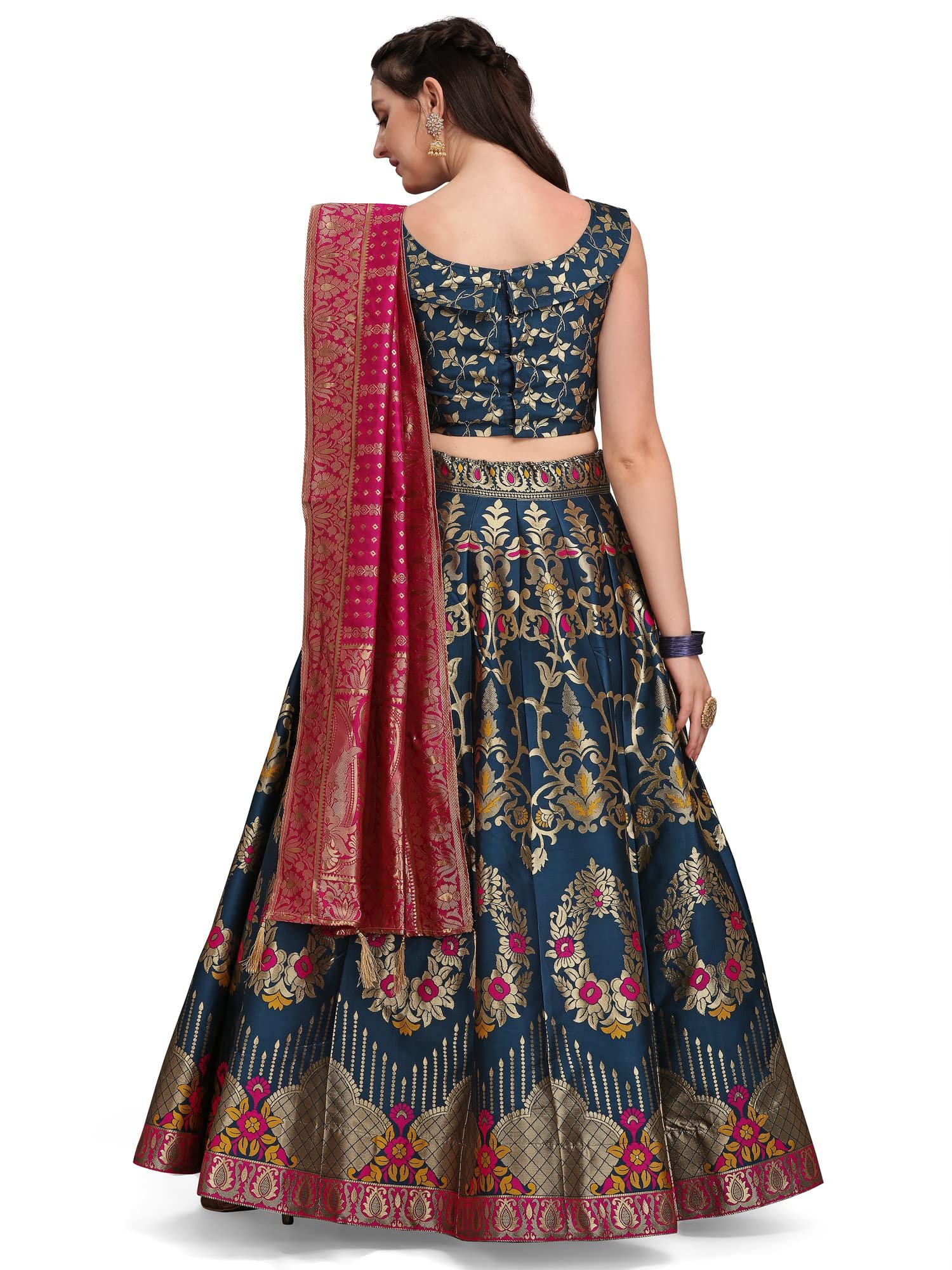 Women's Jacquard Semi-Stitched Lehenga choli (Amayra-Rama_Rama_Free Size) - Image 2