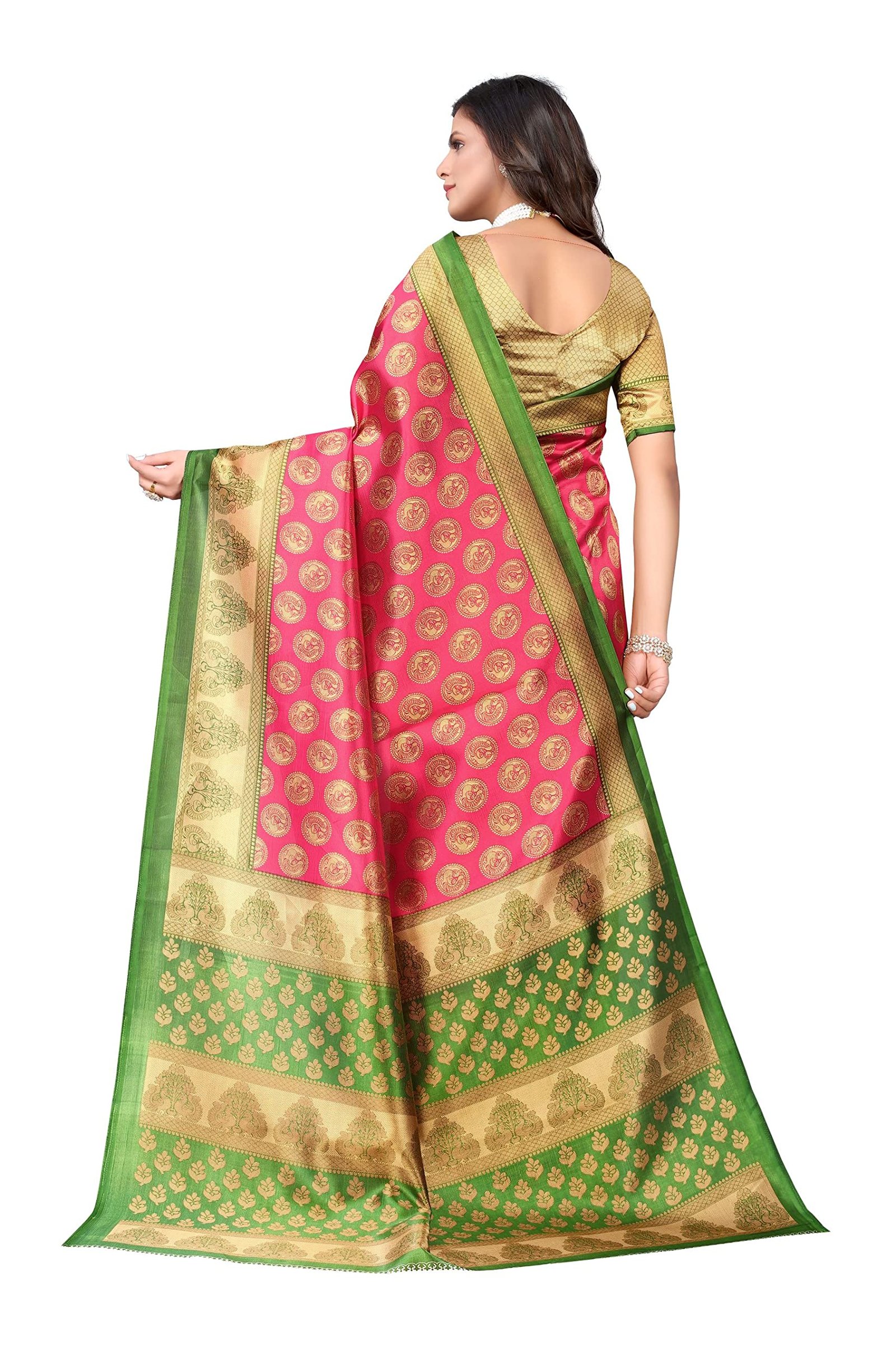 Women's Jacquard Art Silk Standard Length Saree (Alifa Pink_R - Image 2