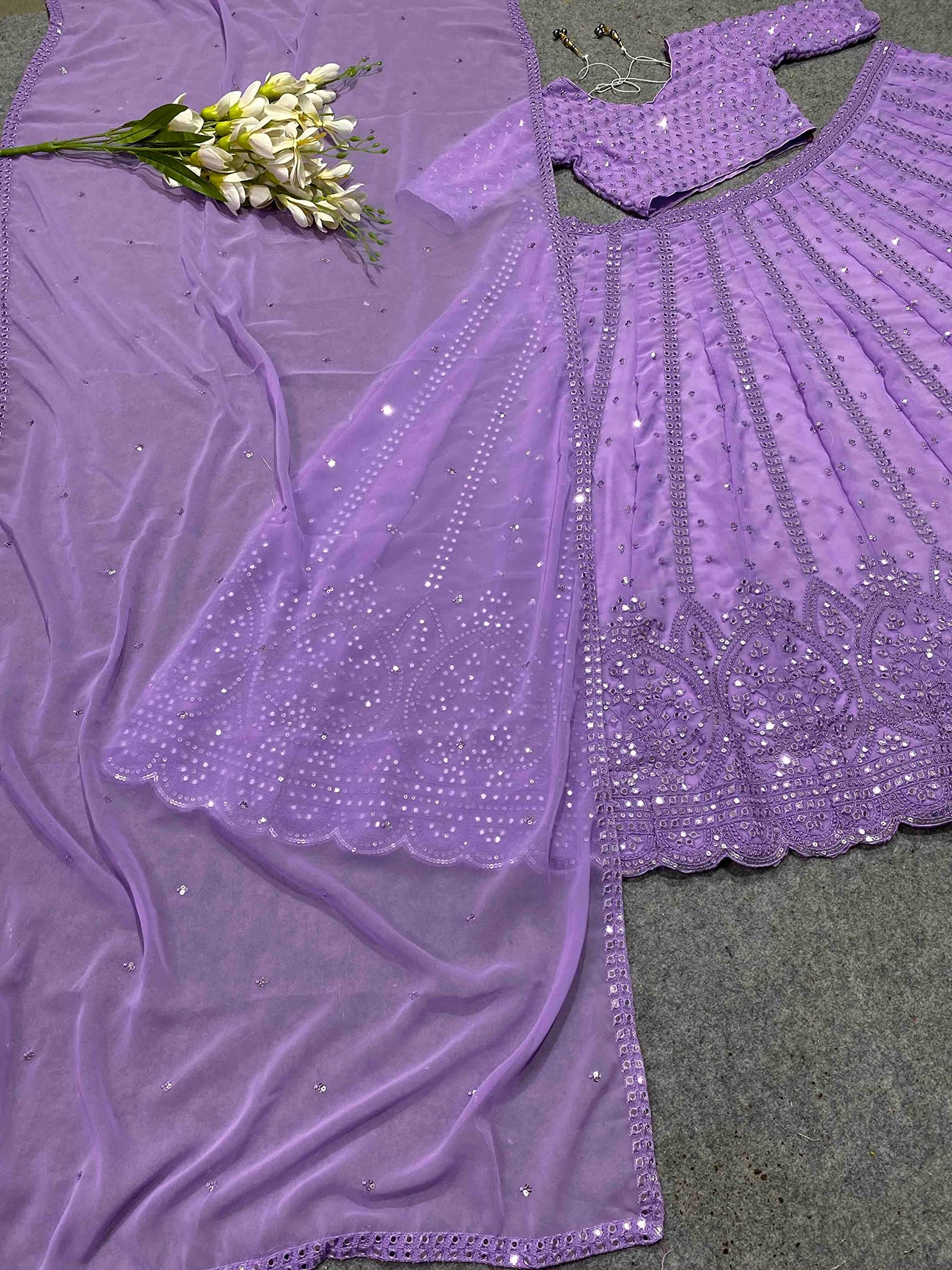 Women's Georgette Semi Stitched Lehenga Choli In Purple Colour Chaniyacholisf21896 - Image 6