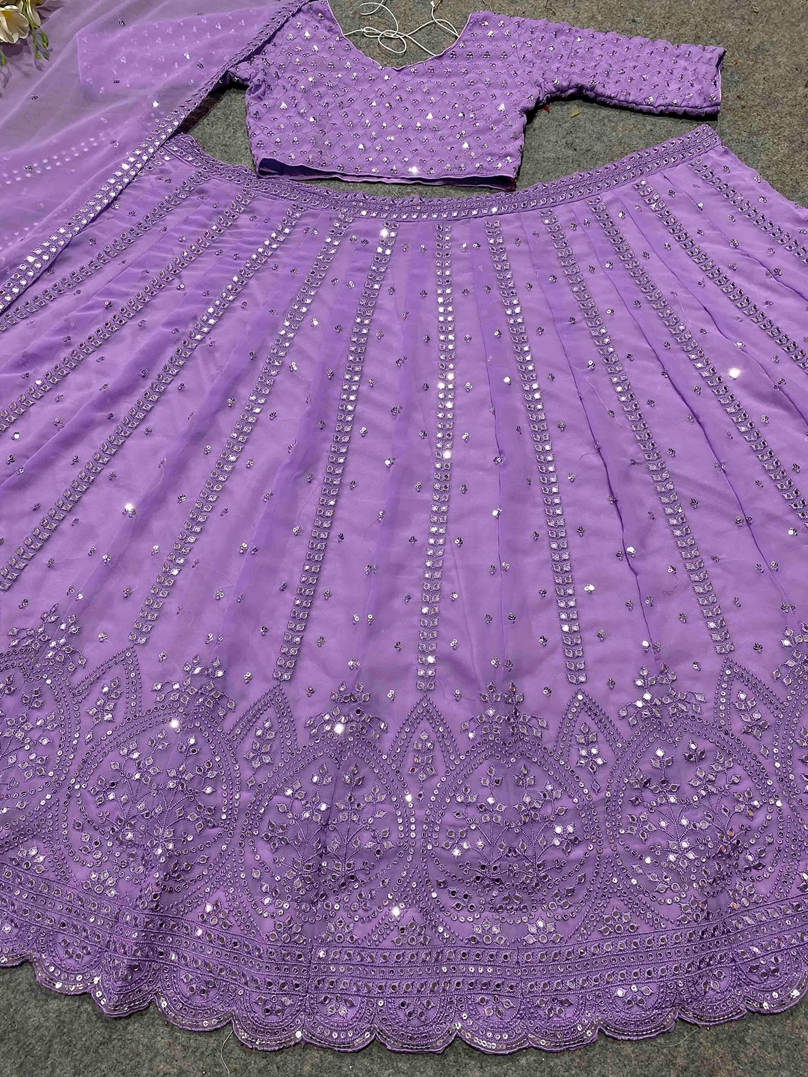 Women's Georgette Semi Stitched Lehenga Choli In Purple Colour Chaniyacholisf21896 - Image 4