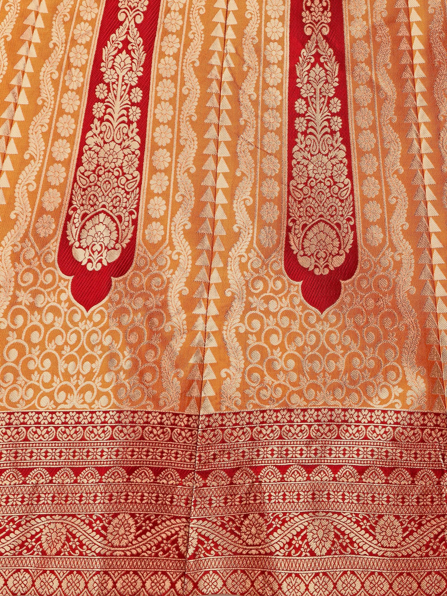Women's Jacquard Semi-Stitched Lehenga choli (Lihaaz-Yellow_Yellow_Free Size) - Image 6
