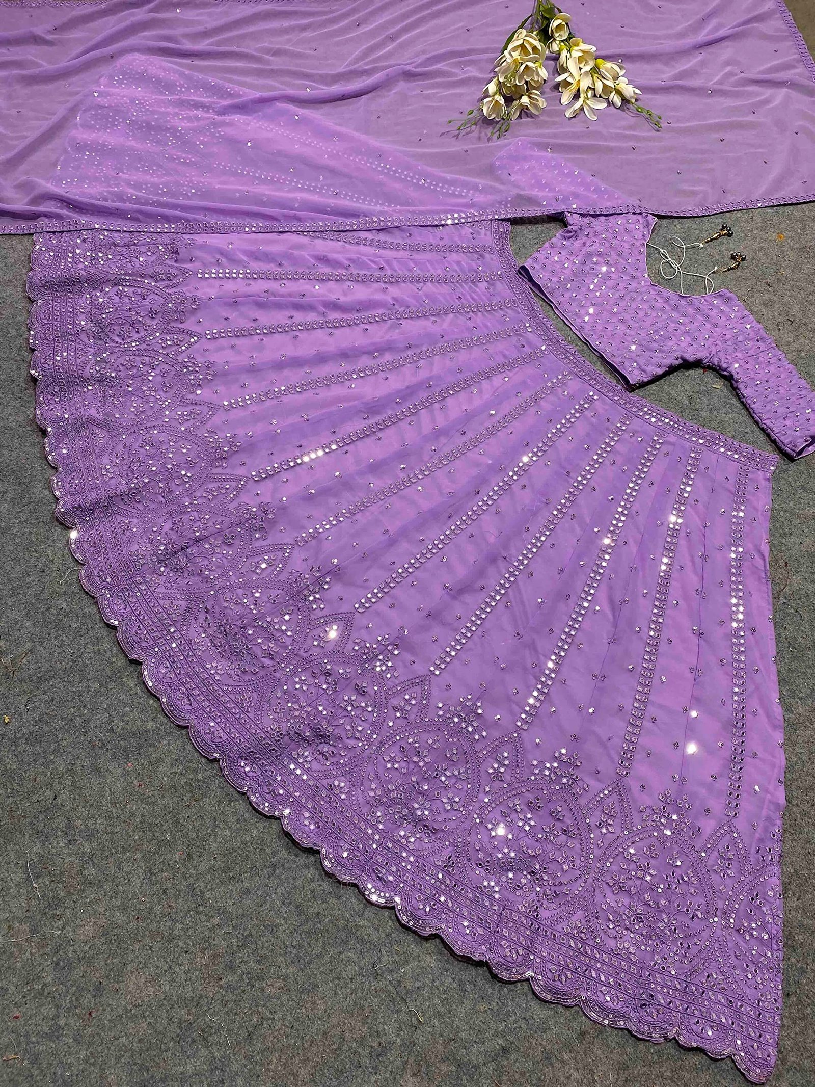 Women's Georgette Semi Stitched Lehenga Choli In Purple Colour Chaniyacholisf21896 - Image 3