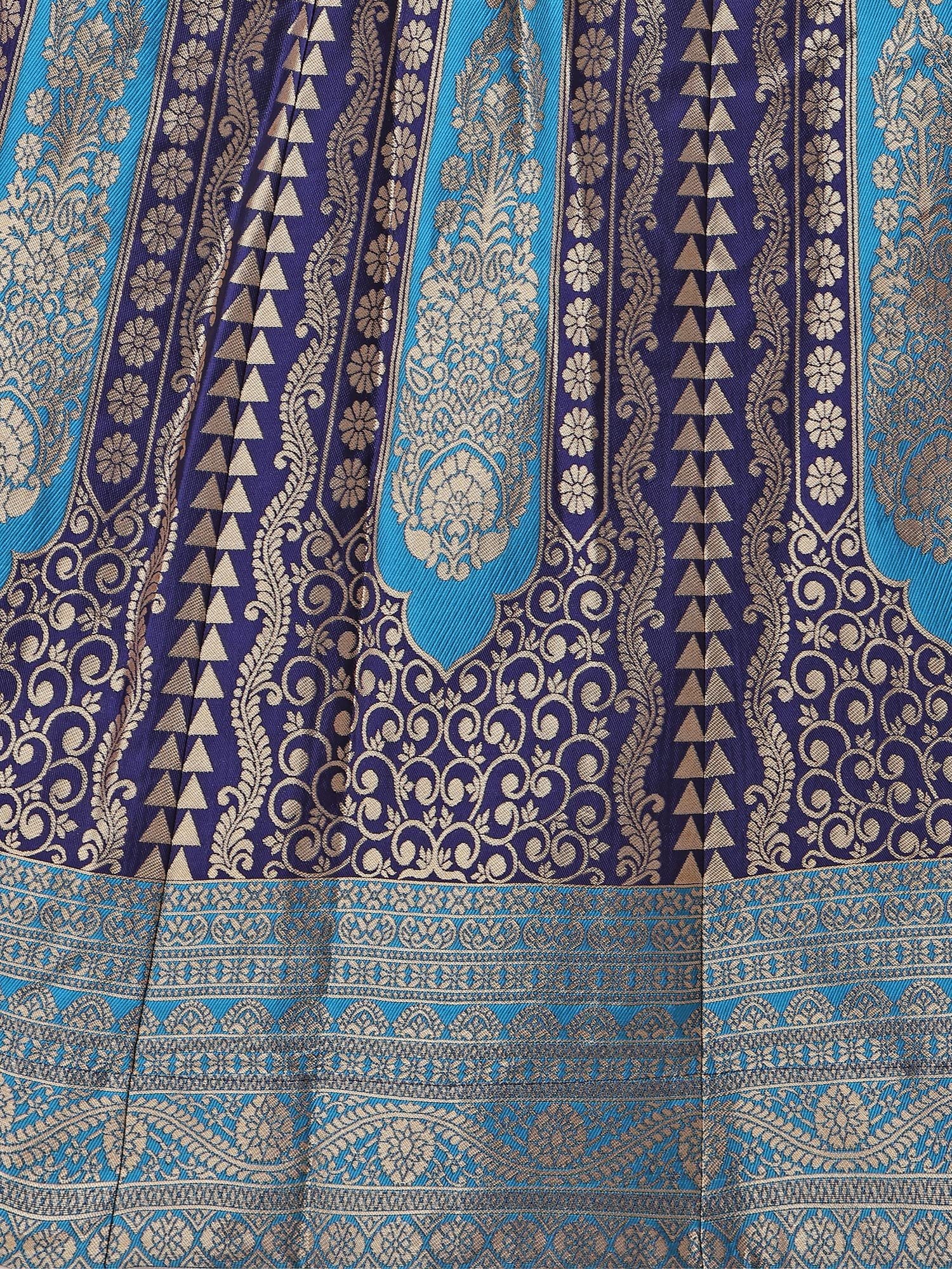 Women's Jacquard Semi-Stitched Lehenga choli (Lihaaz-Navy-Blue_Navy-Blue_Free Size) - Image 6