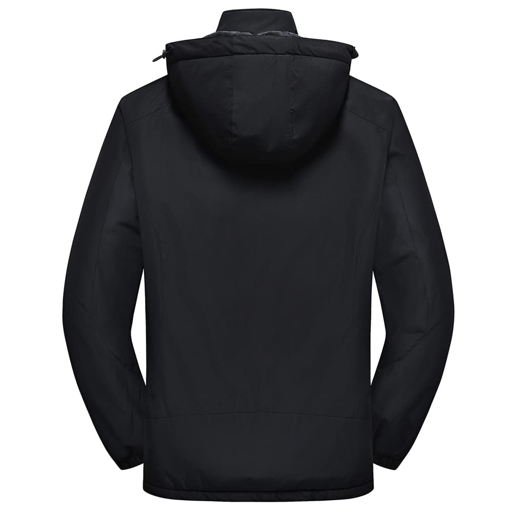 Men's Mountain Waterproof Ski Jacket Winter Windbreaker Warm Hooded Snowboarding Raincoat Jackets, Black, Medium - Image 3