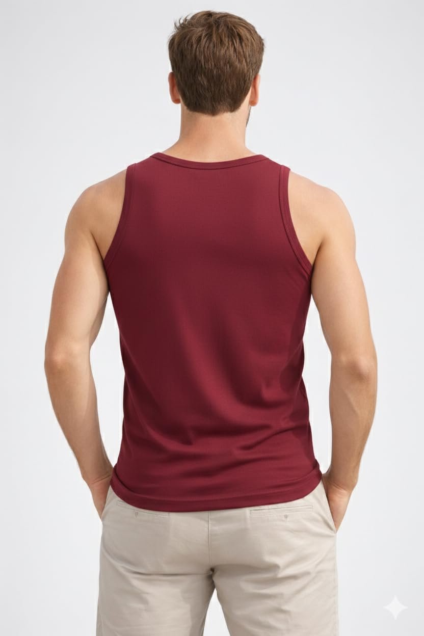 Men's Cotton Vest of Graphic Printed (in, Alpha, Maroon)