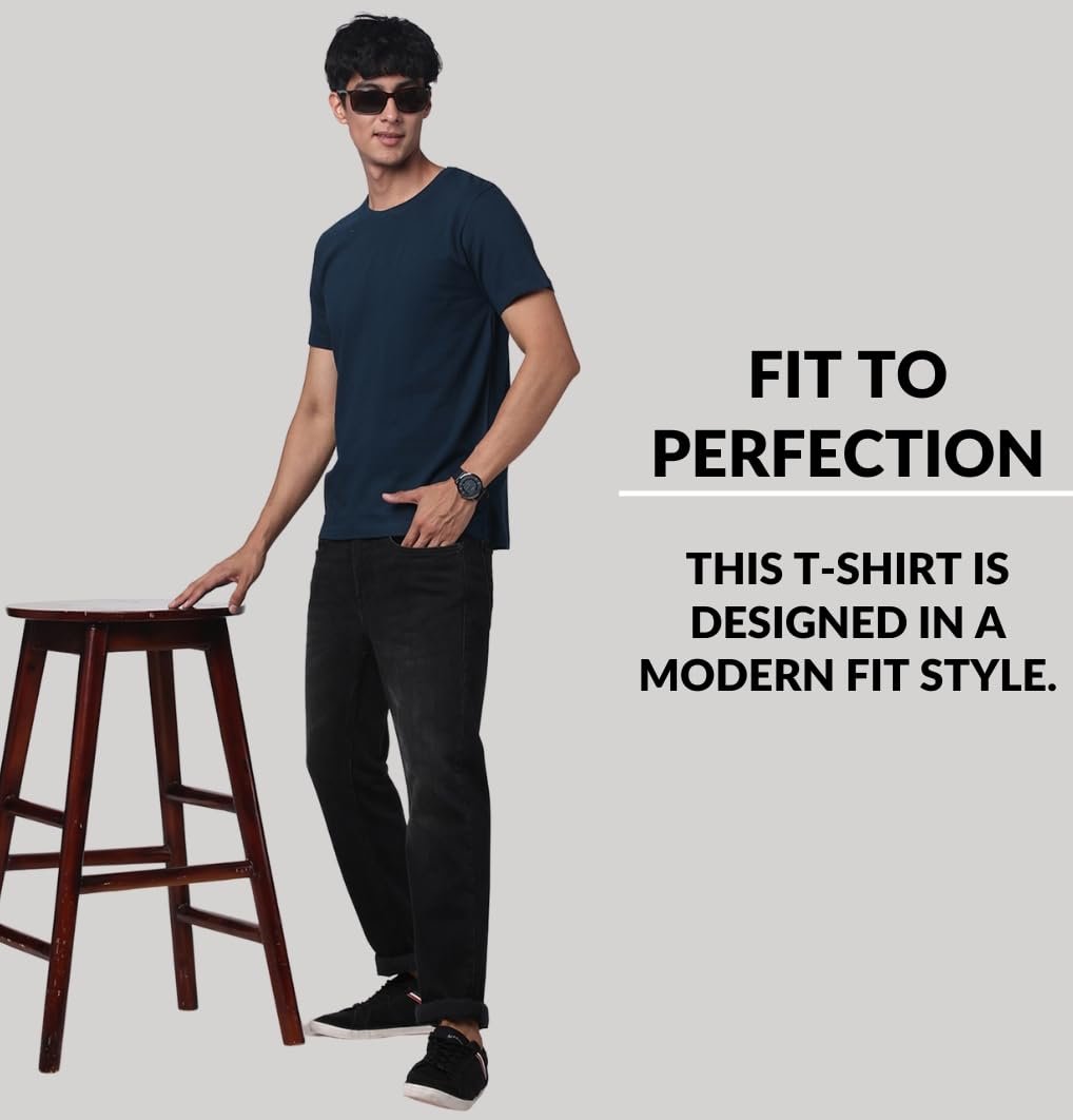 T Shirts Pack of 2 Mens Tshirts Cotton T Shirts for Men Tshirt T-Shirts Combo T Shirts Tshirts for Men Plain Solid Tshirts Teal Royal Blue Tshirt for Men RCM2-PLN-SB-RB - Image 4