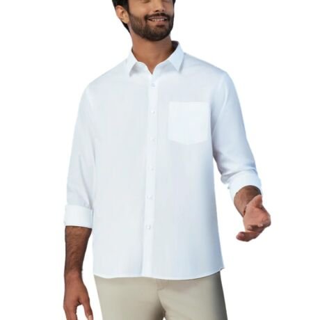 Men’s Full Sleeve Khadi Cotton Shirt | Premium Handwoven Casual & Formal Wear | Breathable Summer Shirt | Regular Fit | by Black Skywalker (in, Alpha, Regular, White)