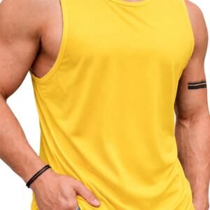 Vest for Men || Gym Sports Tshirt || Summer wear Regular T-Shirt for Men (in, Alpha, Yellow)