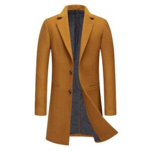Men's Button Collar Coat Casual Outerwear Warm Thick Winter Coat, 8818# Brown, X-Large