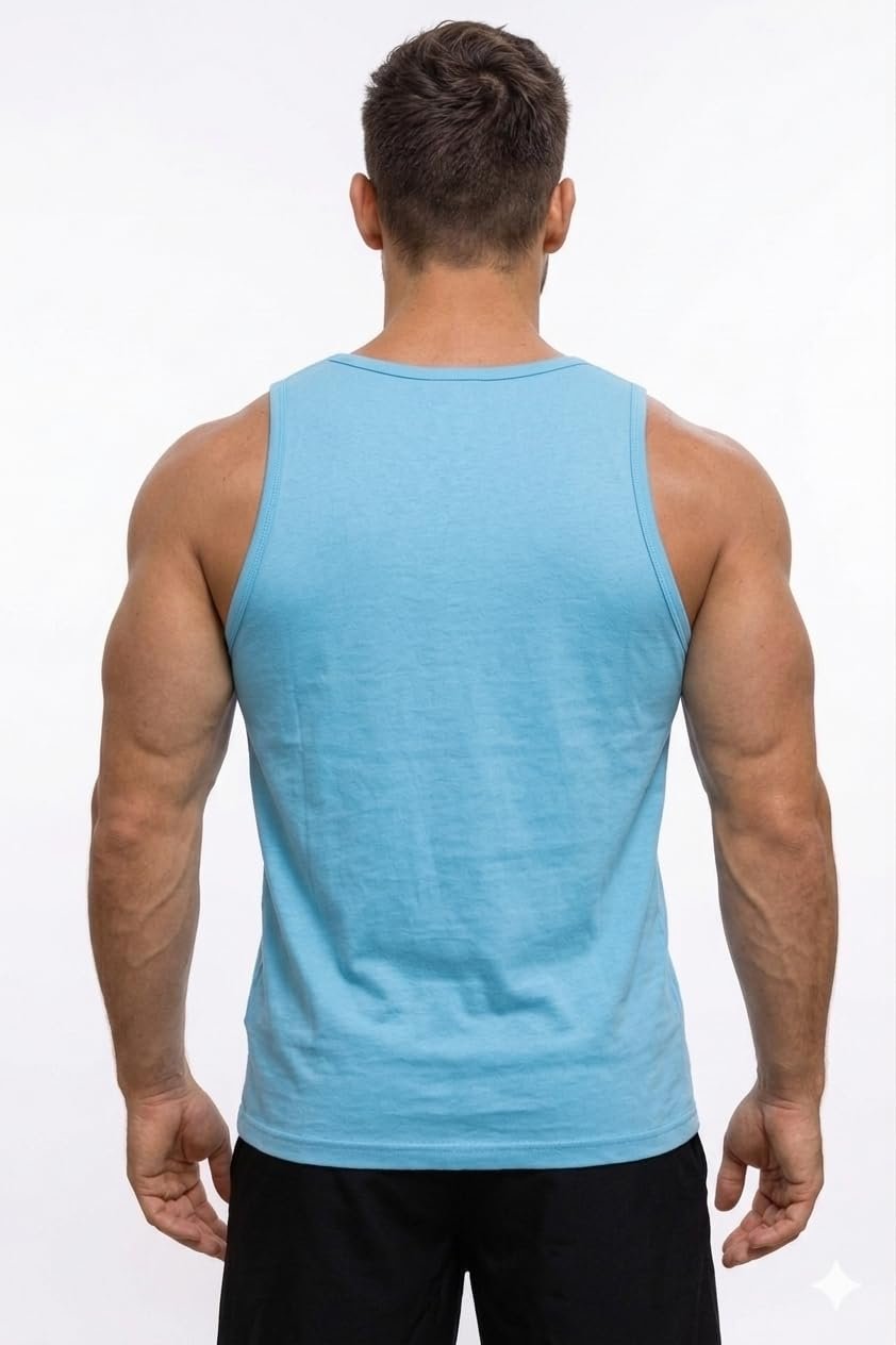 Pack of 2 Tank Tops Sleeveless T-Shirt for Men Gym Wear Vest Printed Stylish Round Neck Running for Sports Workout Fitness & Casual or Beach Wear (in, Alpha, 2XL, Regular, Maroon(Become)&Sky) - Image 4